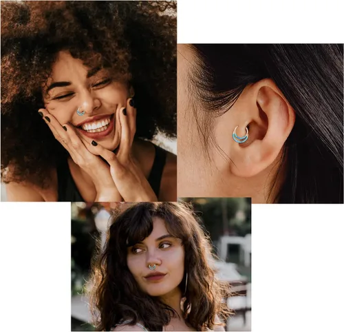 Vista 4 de GAGABODY Septum Jewelry 16 Gauge Earrings Double Hoop Daith Earring Surgical Steel Hinged Nose Rings Nose Hoop Helix Tragus Rook Piercing