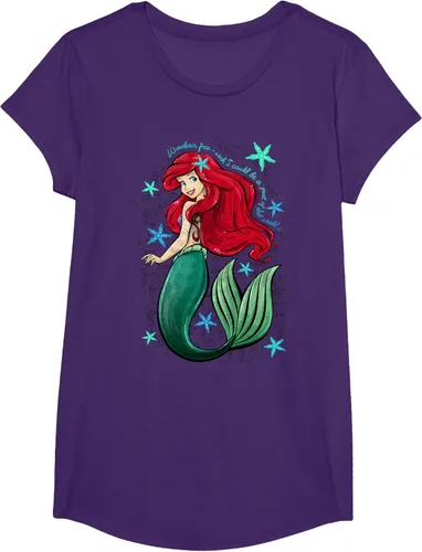Vista 12 de Disney The Little Mermaid - Camiseta con notas musicales de Ariel, talla S Blanco