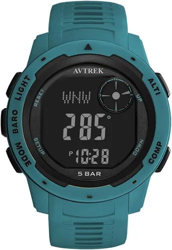 Vista 10 de Reloj táctico para hombre con brújula, podómetro digital impermeable 50M, altímetro para senderismo al aire libre y escalada (negro)