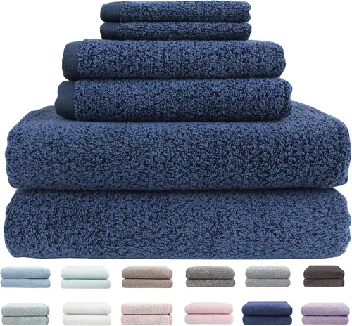Vista 23 de Everplush Diamond Jacquard - Juego de 6 toallas de baño de lujo, súper suaves, de gran tamaño, altamente absorbentes y de secado rápido para baño