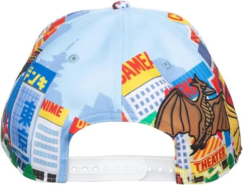 Vista 4 de Bioworld Godzilla Cityscape Monsters Cartoon All Over Print Snapback Sombrero para hombre, Verde tropical