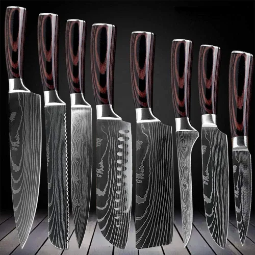 Vista 2 de D & G SALES, LLC Juego de cuchillos de chef de cocina de 8 piezas, acero inoxidable de alto carbono