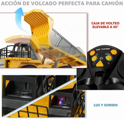 Vista 6 de Camión volquete de control remoto para niños y adultos con 4 battiries 50
