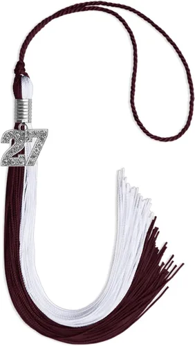 Vista 236 de Endea Graduation Borla de doble color con dije de plata brillante (negro/oro antiguo, 2025)