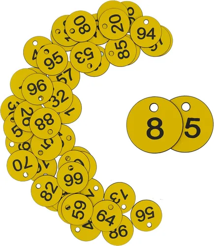 Vista 7 de Etiquetas de plástico para números de identificación, etiquetas grabadas sin llaveros (1-50, negro)