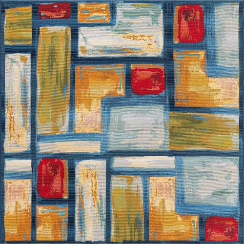 Vista 13 de Unique Loom - Alfombra colección de círculos abstractos, de transición para interiores y exteriores, beige, Polipropileno, rojo (Multi/red)