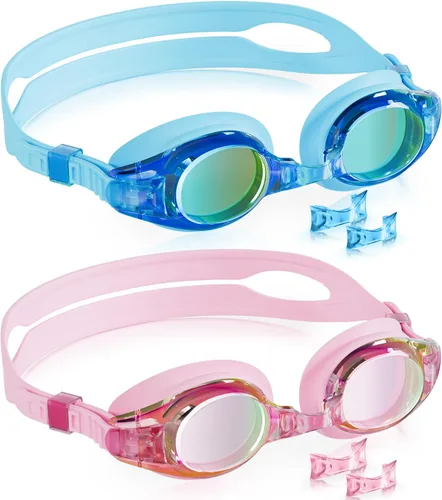 Vista 27 de Aegend - Paquete de 2 gafas para niños, gafas de natación para niños de 4 a 16 años, niños y niñas jóvenes, gafas de piscina antivaho, impermeables