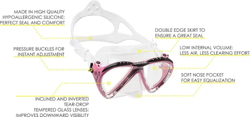 Vista 2 de Cressi Juego de esnórquel para adultos Máscara y snorkel Máscara de silicona cómoda de primera calidad Snorkel superior seco Diseñado