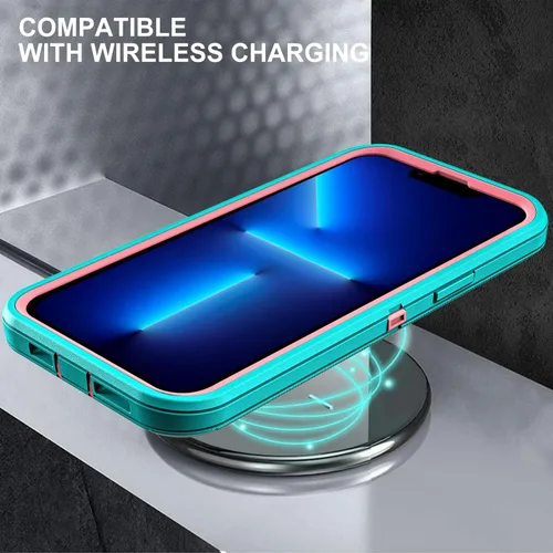 Vista 6 de YKHJKLEC para iPhone 13 Pro Max, funda militar grado 3 en 1 resistente a golpes/caídas/polvo con 2 piezas de protector de pantalla de vidrio