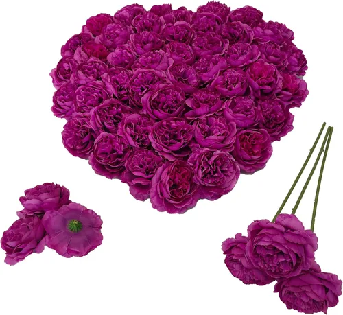 Vista 10 de 40 Piezas Cabezas de Flores Falsas de 3.3'' para Manualidades, Cabezas de Rosas Flores Artificiales, Cabezas de Rosas de Seda a Granel, Cabezas