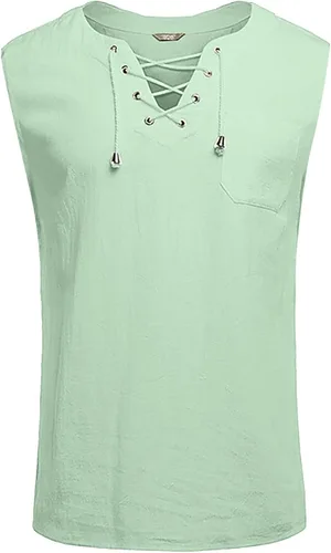 Vista 3 de XDTDRYRYU Tanque para hombre con cuello en V sin mangas de verano Tanques de pesca casual transpirable