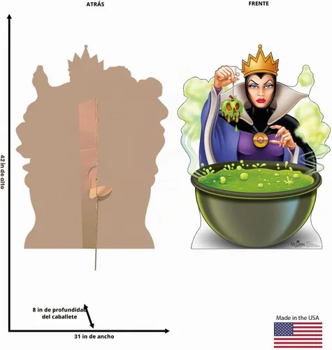 Vista 2 de Soporte de cartón de tamaño real Advanced Graphics con diseño de villanos de Disney, Reina malvada, talla única