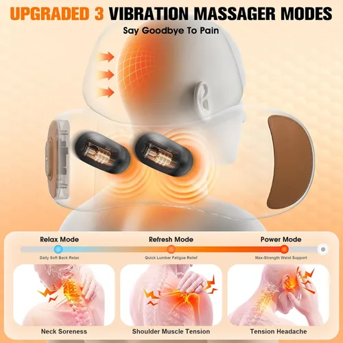 Vista 11 de Almohada masajeadora de cuello inalámbrica 3 en 1 con calor, masajeador