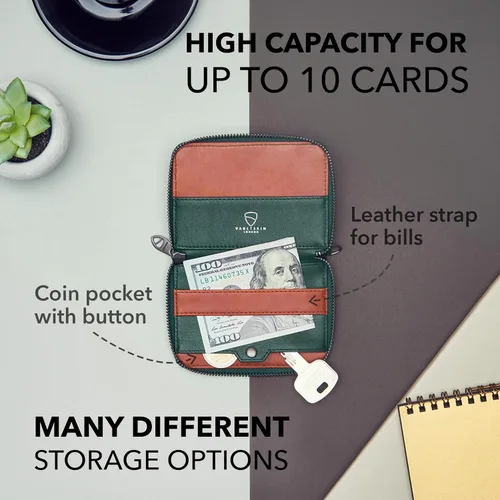 Vista 5 de Vaultskin NOTTING HILL - Cartera con cremallera y protección RFID para tarjetas