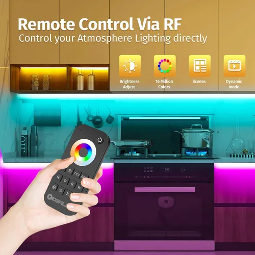 Vista 4 de GIDEALED Controlador LED RGBCCT inalámbrico de 5 canales 2.4G con control remoto RF, atenuación 5 en 1 RGBWW LED Strip Controller para RGBW RGBWW