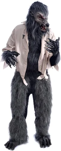 Vista 3 de Zagone Studios Disfraz de hombre lobo Moonstruck, con máscara, camisa, guantes, pantalones y pies