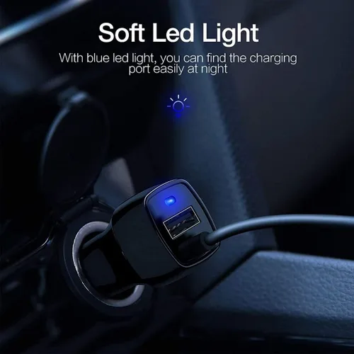 Vista 6 de Cargador de coche para iPhone, 3.6A/18W, cable en espiral integrado de 4.9 pies, adaptador de enchufe de encendedor de cigarrillos de carga rápida