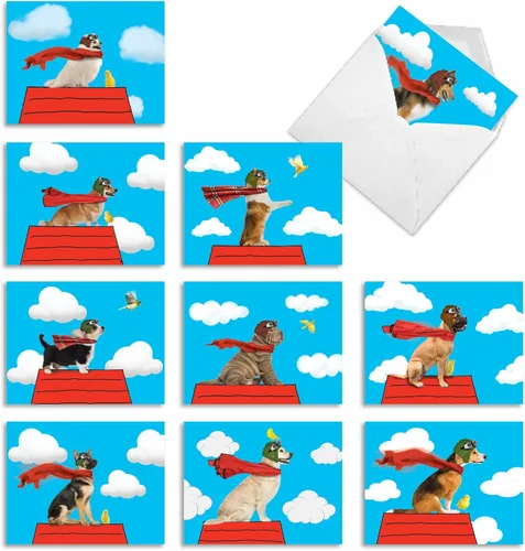 Vista 3 de The Best Card Company - 10 tarjetas divertidas de agradecimiento para perros (4 x 5.12 pulgadas) - Papelería de gratitud en caja para todas