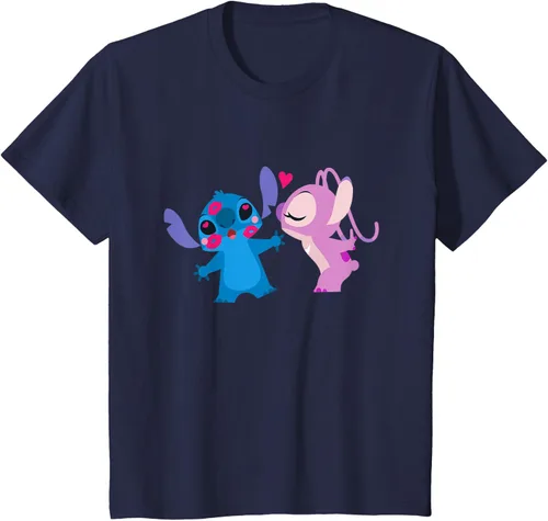 Vista 77 de Disney Stitch and Angel - Camiseta para el día de San Valentín Negro