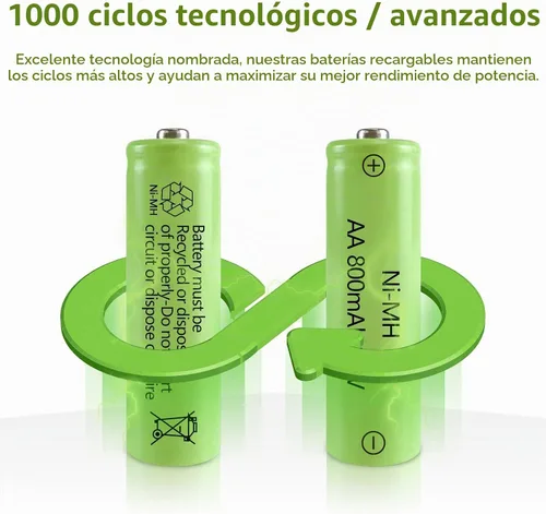 Vista 4 de Baterías recargables AA Ni-MH, doble A 1.2V 800mAh batería solar, paquete