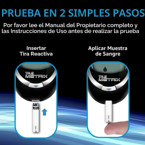 Vista 5 de TRUE METRIX Tiras de prueba de glucosa en sangre de autocontrol, 100 unidades (2 x 50) Blood Glucose Test Strips Compatible with TRUE METRIX Self