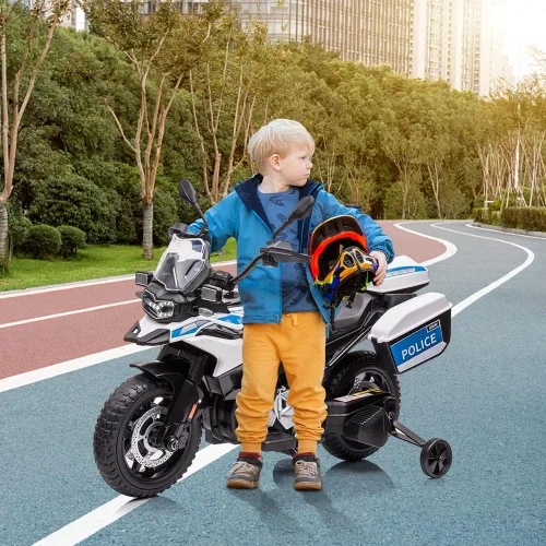 Vista 6 de Motocicleta de policía para niños de 12 V, motocicleta con licencia
