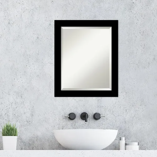Vista 6 de Amanti Art Espejo de pared negro de 24 x 20 pulgadas, espejo de baño rectangular negro cepillado para decoración de pared de sala de estar, marco