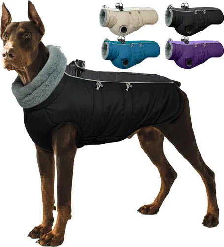 Vista 19 de IDOMIK Abrigo cálido para perros con arnés, chaquetas reflectantes impermeables para perros pequeños, medianos y grandes, chaqueta de invierno
