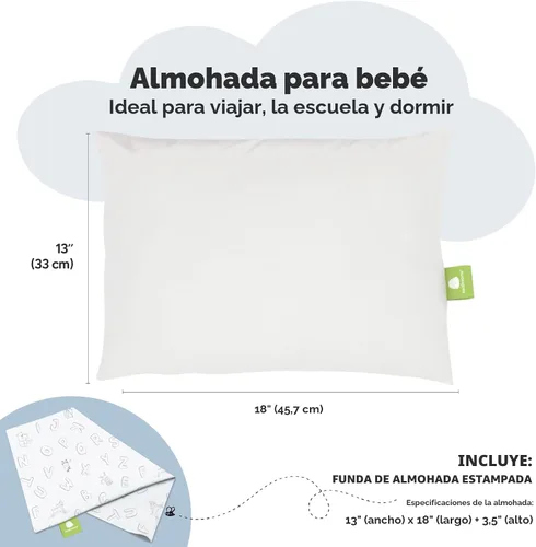 Vista 3 de Almohada para niños pequeños con funda - 13 x 18 pulgadas My Little Dreamy Almohada para niños pequeños de KeaBabies para viajar y dormir, funda