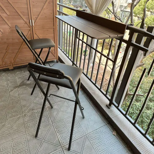 Vista 9 de Taburete de bar plegable de 26 ″/28 ″/30 ″, taburete de bar acolchado marrón rústico, silla alta de desayuno de cocina con respaldo y reposapiés