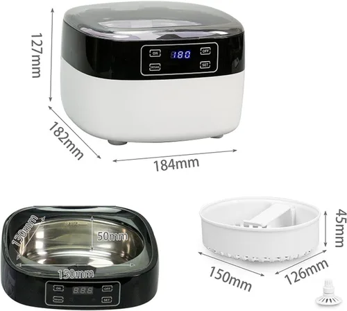 Vista 5 de Limpiador ultrasónico, Máquina ultrasónica del limpiador de joyas, Máquina profesional del limpiador del retenedor 43kHz, Portátil monedas reloj