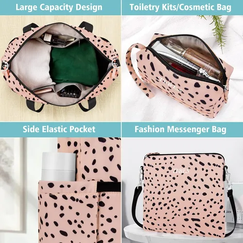 Vista 3 de Gym Bag for Women Weekender Bag with Waterproof Shoe Compartment Sports Travel Duffel 3pcs Set Carry On Overnight Bags for Business Trip Travel Gym
