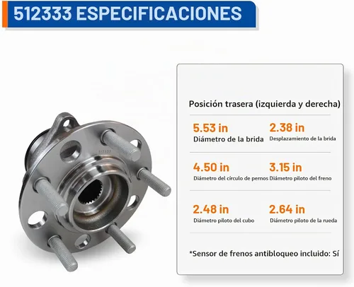 Vista 4 de PAROD 512333 Buje de rueda trasera y conjunto de rodamiento compatible con Jeep Compass 4WD 2007-2017, Jeep Patriot 4WD 2007-2017, Dodge Caliber AWD