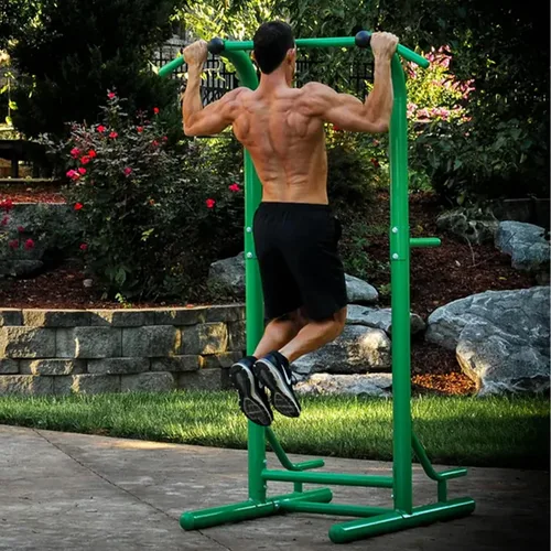 Vista 8 de Stamina Pull Up Bar Tower & Dip Station, Free Standing Outdoor Home Gym Equipment - Adjustable and Portable Workout Stand for Calisthenics Body Verde