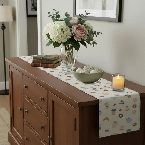 Vista 6 de Cute Food Table Runner 72 Inches Long Linen Holiday Runner for Table for Scape Centro De Mesa De Comedor Decoracion Home Kitchen Party Decorations