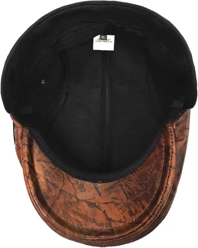 Vista 6 de LETHMIK Sombrero Plano de taxista en Piel Auténtica clásico Newsboy Cap Ivy de conducir