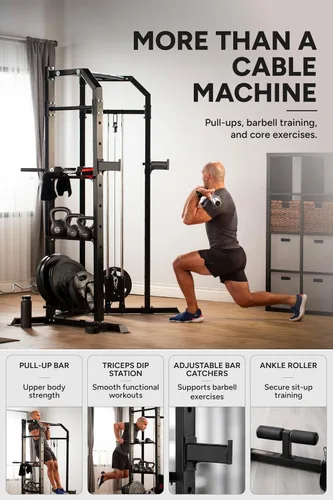 Vista 5 de Marcy Power Cage with Pulley, Pull Up Dip Station, Squat Rack SM-3551AMZ