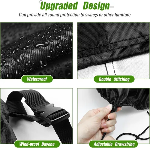 Vista 3 de Kasla Outdoor Swing Cover, Waterproof and Heavy-Duty Cover for Patio A Frame Swing Set & Porch Glider Hammock & Porch Swing Stand