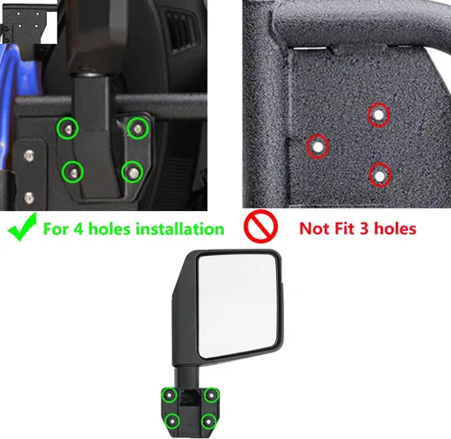 Vista 2 de Espejos laterales para puerta tubular de media puerta, espejos retrovisores laterales para Jeep Wrangler CJ7 YJ TJ JK JL/Gladiator JT/Cherokee XJ