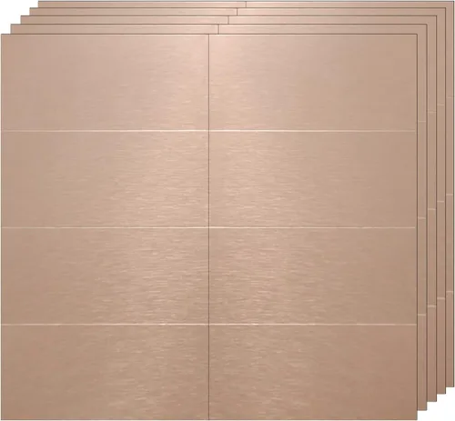 Vista 6 de Paneles de salpicaduras de aluminio para despegar y pegar - 3"x6" Cobre cepillado para decoración de pared de cocina, 80 piezas