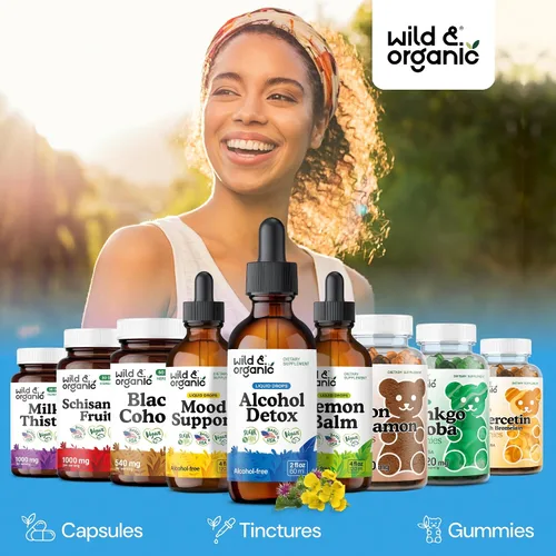 Vista 5 de Wild & Organic Alcohol Detox Cleanse Drops - Limpieza de hígado y riñón con cardo mariano, triturador de piedra Chanca - Complejo anti alcohol