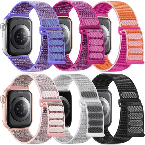 Vista 23 de WJK Correas elásticas de nailon compatibles con correas de Apple Watch de 1.496 in 1.575 in 1.614 in 1.654 in 1.732 in 1.772 in 1.811 in 1.929 in
