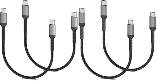 Vista 15 de Cable de carga USB C de 6 pulgadas, paquete de 2 cables cortos USB C a C trenzados de carga rápida, cable USBC compatible con iPhone 15, Samsung