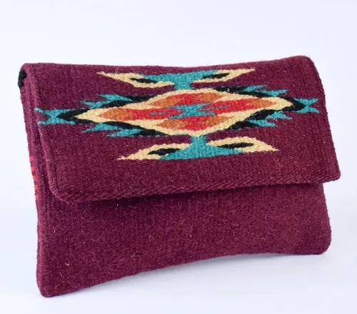 Vista 2 de Bolso de mano azteca mexicano de lana estilo chimayo occidental nativo americano