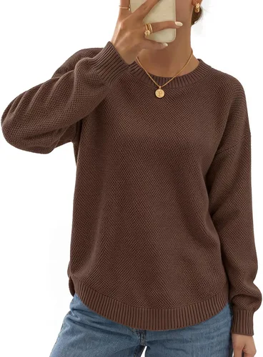 Vista 19 de MEROKEETY Suéteres de Otoño e Invierno para Mujeres Casuales Sueltos Cómodos Tops de Suéter Pullover Jumper Outfits de Moda 2025 Beige