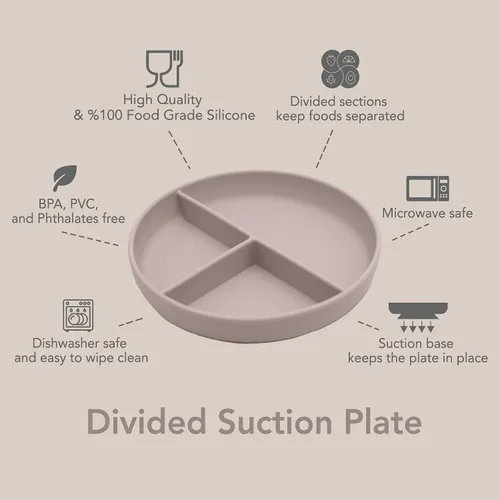 Vista 2 de Nouka - Placa de succión dividida, 100 % silicona de grado alimenticio, viene con un borde de labio y base de succión, antideslizante y suave, apta