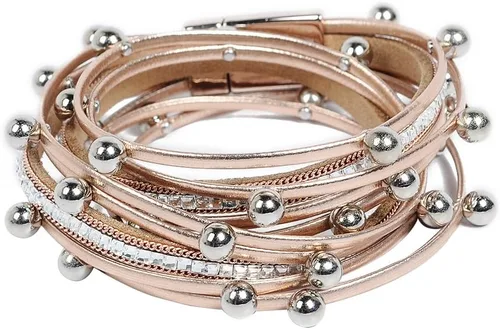 Vista 18 de Artilady Leather Wrap Bracelet for Women, Pearl Beaded Bangle Stack Jewelry Negro