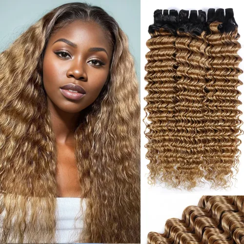 Vista 25 de Manojos de cabello humano ondulado profundo de 12, 14, 16 pulgadas, paquetes de ondas de agua, 100% sin procesar, 10A, cabello humano virgen