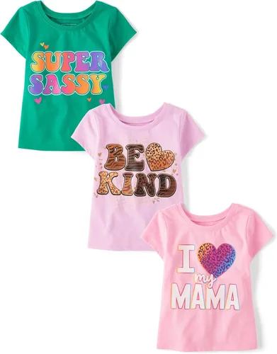 Vista 37 de The Children's Place Camisetas estampadas de manga corta para bebés y niñas pequeñas, con diseño de unicornios y mariposas, a la moda, paquete de 3