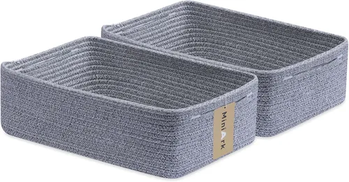 Vista 38 de MiniArk Cestas organizadoras grandes poco profundas de 15 x 11 x 5.1 pulgadas, contenedores de almacenamiento tejidos de cuerda para baño, estantes